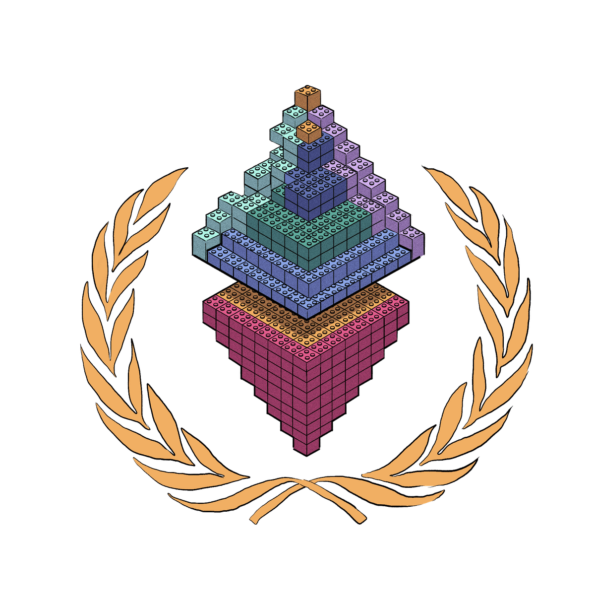 Um logotipo da Ethereum feito de tijolos de lego.
